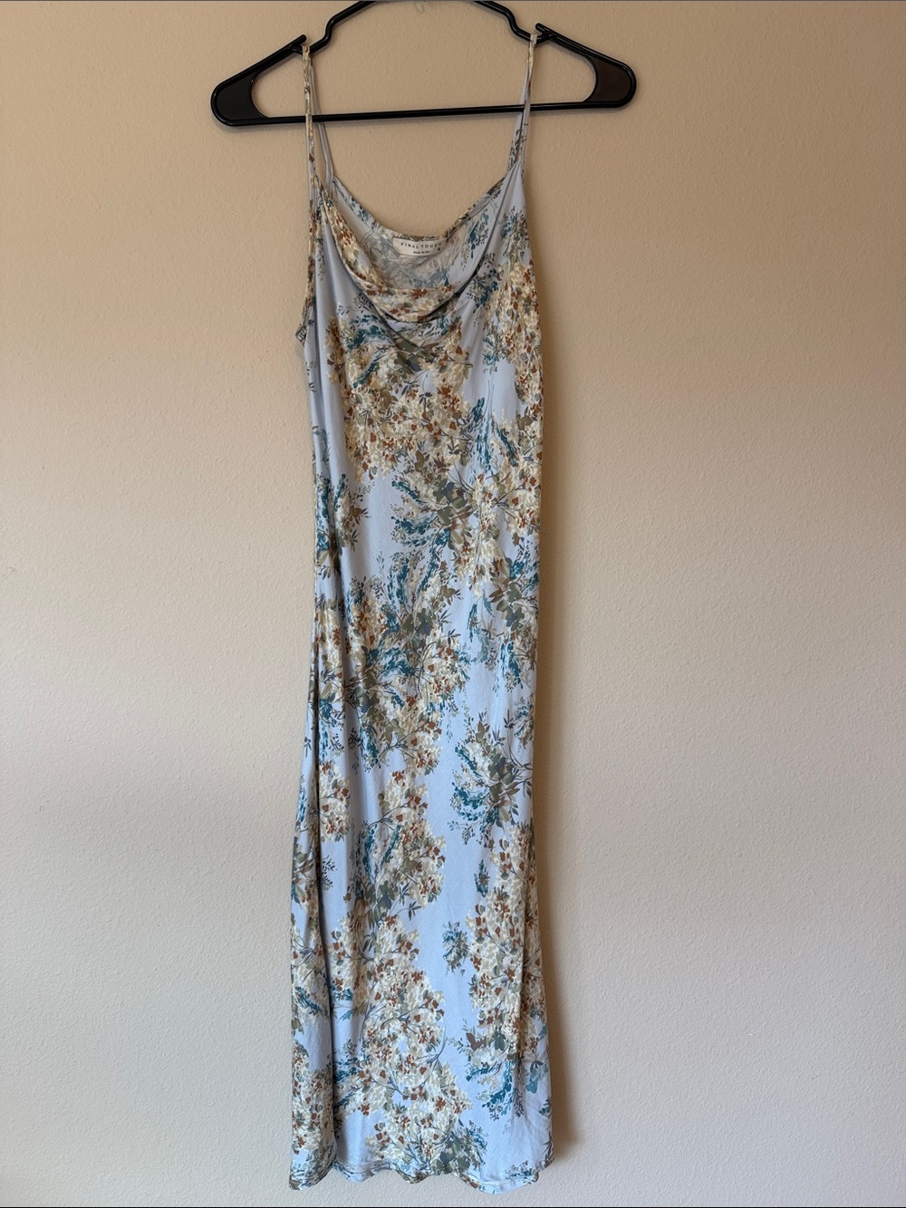 Final Touch Floral Cowl Maxi Dress in Light Blue and Beige - Picture 2 of 5